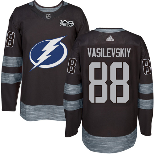 Adidas Lightning #88 Andrei Vasilevskiy Black 1917-100th Anniversary Stitched NHL Jersey - Click Image to Close